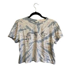 Electric Pink S tie dye short sleeve t-shirt cropped skater skeleton cute